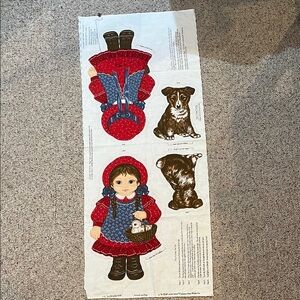 Vintage Doll and Dog Fabric Panel Antique doll pillow Quilting Amanda and Rags